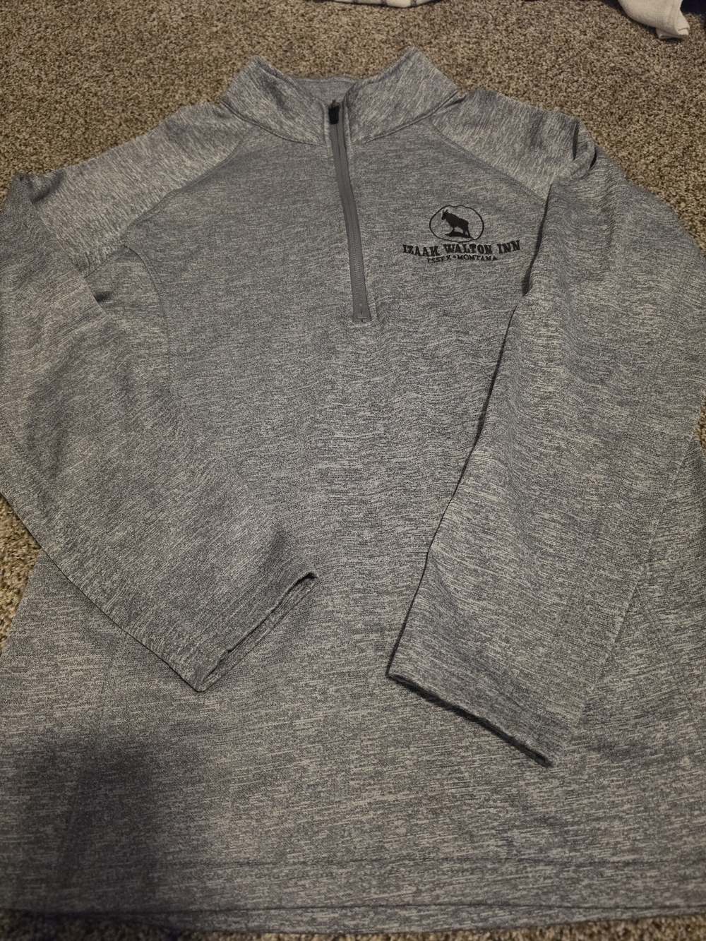 Grey Performancr Pullover -- Izaak Walton Inn Logo